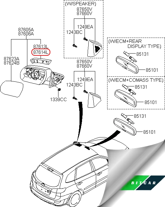 Xi Nhan Kính Chiếu Hậu Hyundai Santa Fe Chính Hãng Mobis1